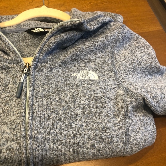 Great condition Women’s North Face hooded jacket size xs light blue speckled - Picture 4 of 17